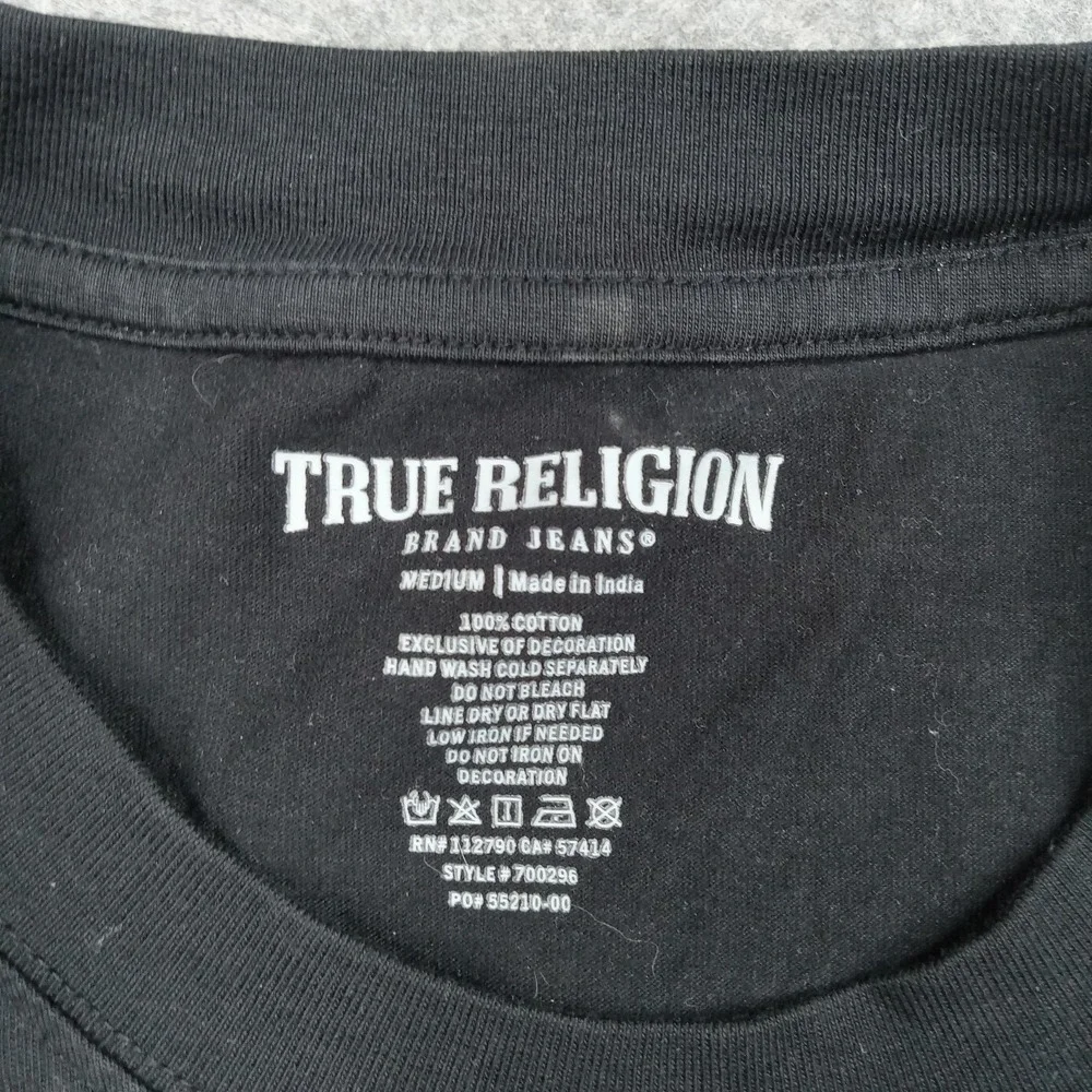 True Religion Shirt Mens Medium Black Tiger Graphic Tagless Cotton Fashion‎ Tee